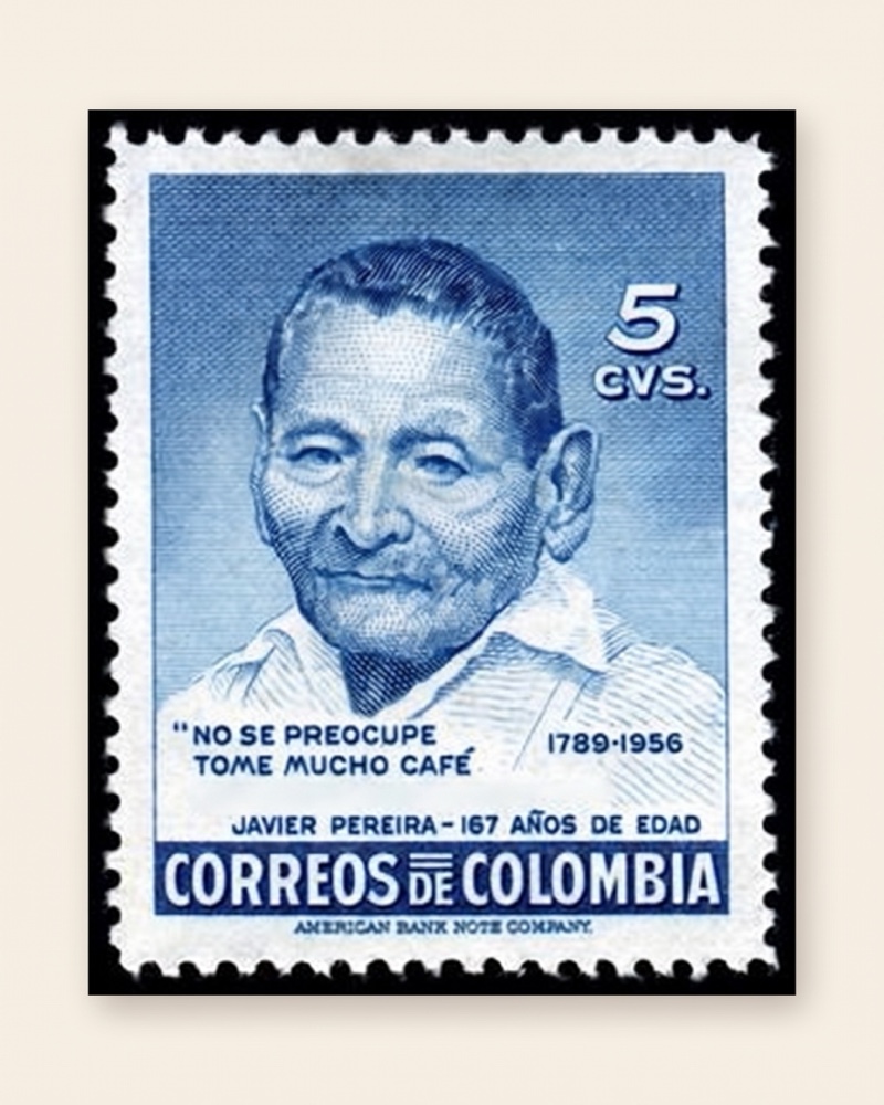 Javier Pereira · estampilla de Correos de Colombia, 1789-1956, 167 años