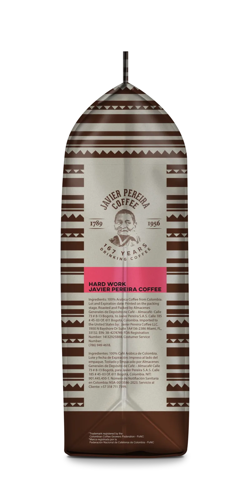 HARD WORK · Intense Colombian coffee