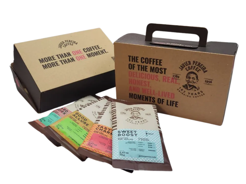 Caja Degustación — los 4 cafés Javier Pereira en bolsitas de 70 g